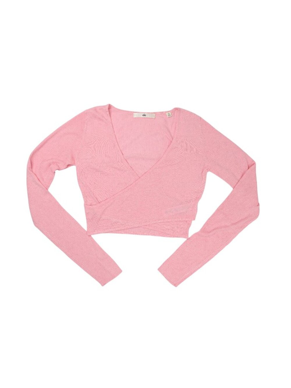 ALO Yoga Sweater Knit Crossover Long Sleeve in Pink Marshmallow